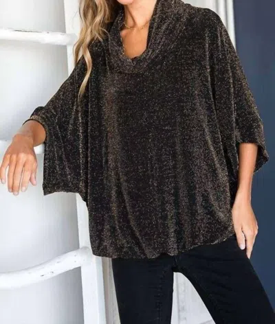 Jade By Jane Glitters Cowlneck Top In Black
