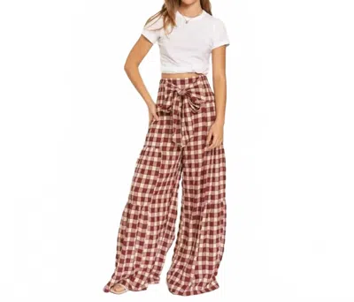 Jade By Jane High Smocked Waist Wide Leg Pants In Wine In Red