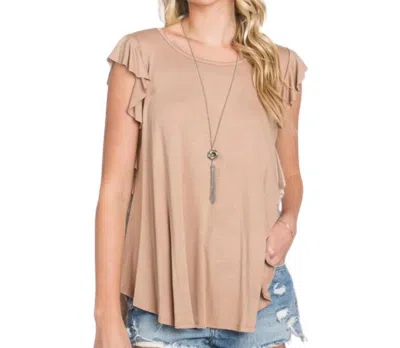 Jade By Jane High Standards Ruffle Sleeves Top - Plus In Mocha In Brown