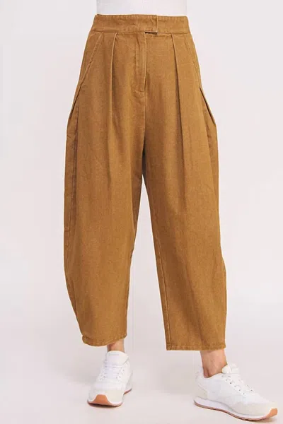 Jade By Jane High Waist Pleated Baggy Ankle Trousers In Camel In Brown