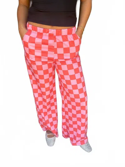 Jade By Jane High Waist Wide Leg Knit Pant In Pink And Orange