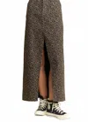 Jade By Jane Leo Print Slit Skirt In Charcoal In Brown