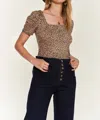 Jade By Jane Leopard Square Neck Top In Mocha In Brown