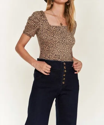Jade By Jane Leopard Square Neck Top In Mocha In Brown