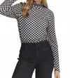 Jade By Jane Lillian Checkered Top In Black/white