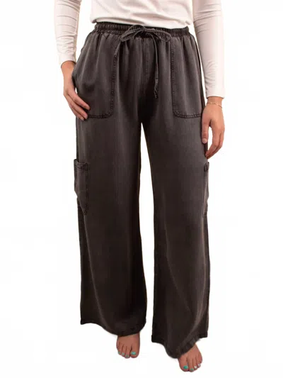 Jade By Jane Mineral Wash Wide Leg Pants In Charcoal In Brown
