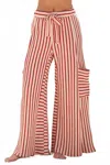 Jade By Jane Montauk Stripe Wide Leg Pant In Red In Red