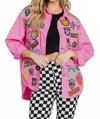 Jade By Jane Multi-patch Oversize Jacket In Pink In Pink