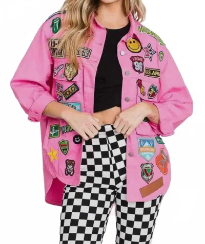 Jade By Jane Multi-patch Oversize Jacket In Pink