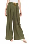 Jade By Jane On The Bright Side Belted Pants In Olive In Green