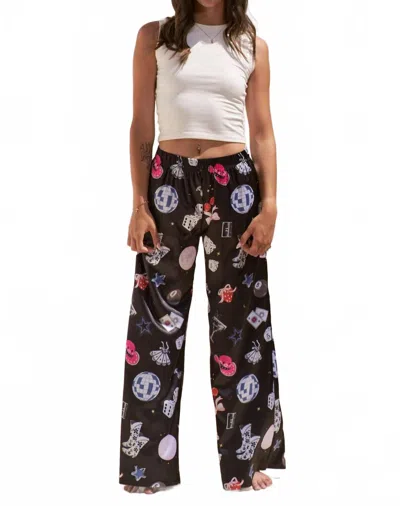 Jade By Jane Party Collage Satin Pants In Black