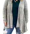 Jade By Jane Plaid Fleecy Cardigan In Gray In Grey