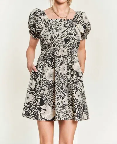 Jade By Jane Puff Sleeves Floral Babydoll Dress - Plus In Black