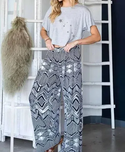 Jade By Jane Retro Print Wide Leg Pant In Black