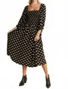 Jade By Jane Ribbon Puff Sleeve Midi Dress In Black In Black