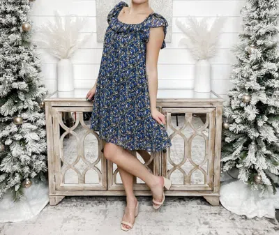 Jade By Jane Say It Isn't So Short Sleeve Smocked Mini Dress In Black/blue