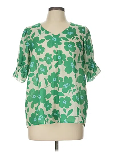 Pre-owned Jade By Jane Short Sleeve Blouse In Green