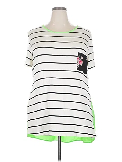 Pre-owned Jade By Jane Short Sleeve Top Green Boatneck Tops