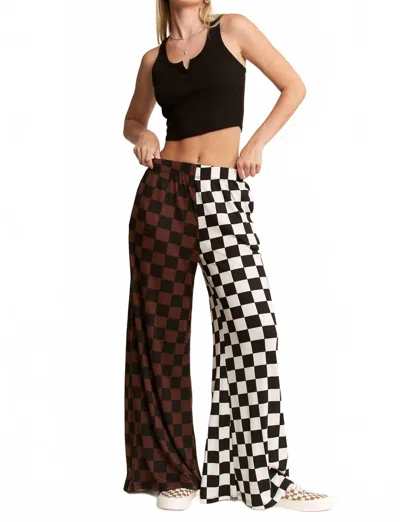 Jade By Jane Split Decision Checkered Pants - Plus In Brown/black In Multi