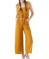 Jade By Jane Square Neck Button Down Jumpsuit In Mustard In Yellow