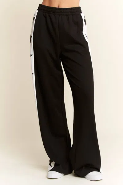 Jade By Jane Star Striped Sweatpants In Black