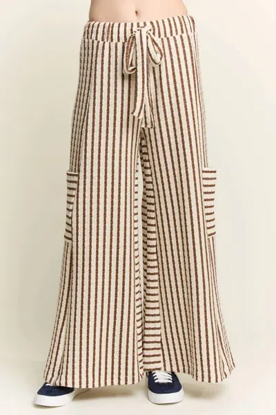 Jade By Jane Striped Wide Leg Pants In Mocha In Pink