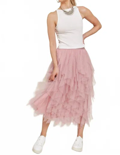 Jade By Jane Tiered Mesh Skirt In Rose In Pink