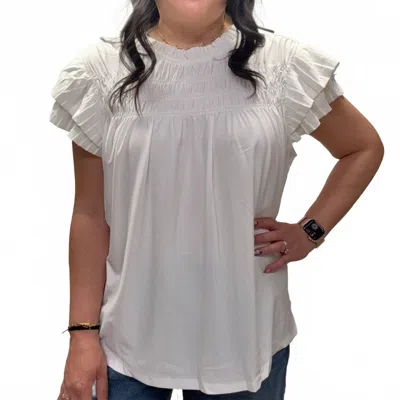 Jade By Jane Tiered Short Sleeve Blouse In White