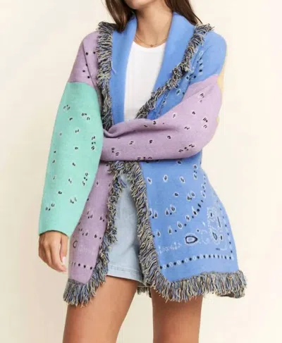 Jade By Jane Women's Paisley Print Contrast Cardigan In Blue In Multi