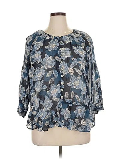 Pre-owned Jade By Johnny Was 3/4 Sleeve Blouse In Blue