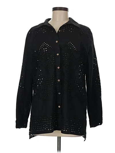 Pre-owned Jade By Johnny Was Long Sleeve Blouse In Black