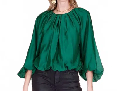 Jade Camelia Balloon Top In Emerald In Green
