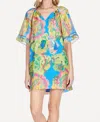 Jade Chartreuse Dream Trimmed Peasant Dress In Multi