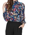 JADE CINCHED NECK BLOUSE IN MULTI