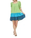 Jade Color Block Mini Dress In Lime In Green