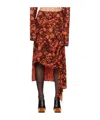 Jade Cropper Drapierter Rock Mit Blumen-print In Orange