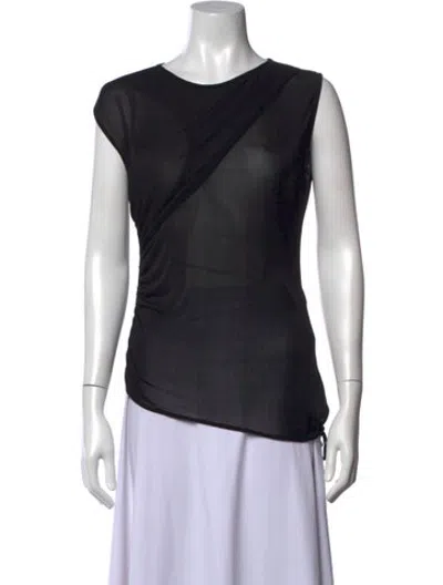 Pre-owned Jade Cropper Asymmetrical Sleeveless Top In Black