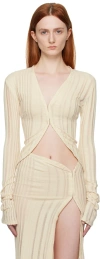 Jade Cropper Beige Hook-eye Cardigan In 12 Light Beige