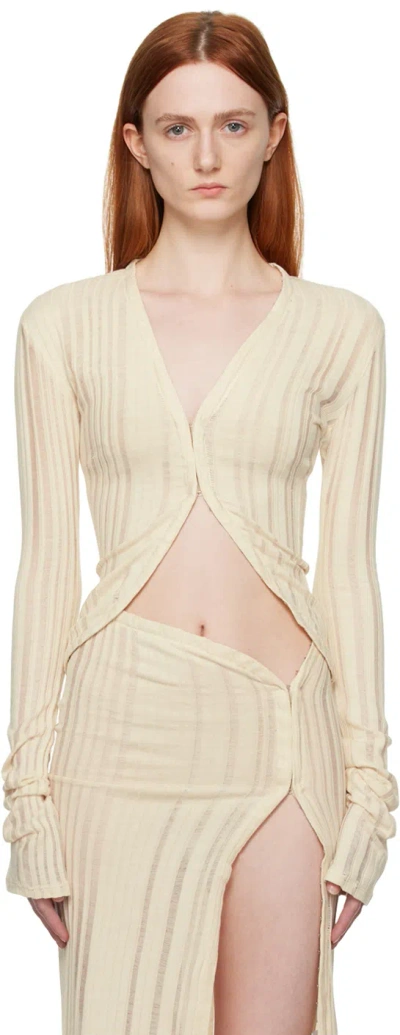 Jade Cropper Beige Hook-eye Cardigan In 12 Light Beige