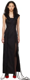 Jade Cropper Asymmetric Maxi Dress In 009 - Black