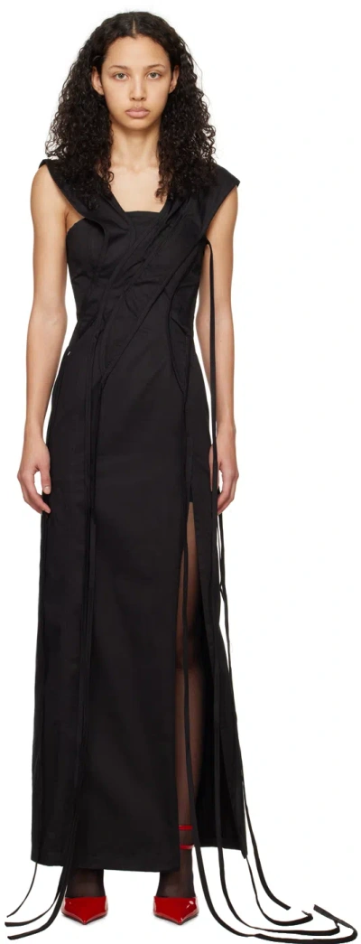 JADE CROPPER BLACK ASYMMETRIC MAXI DRESS