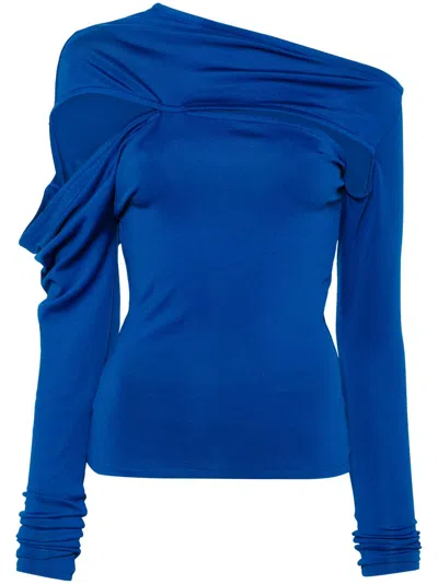 Jade Cropper Cut-out Long-sleeve Blouse In Blue