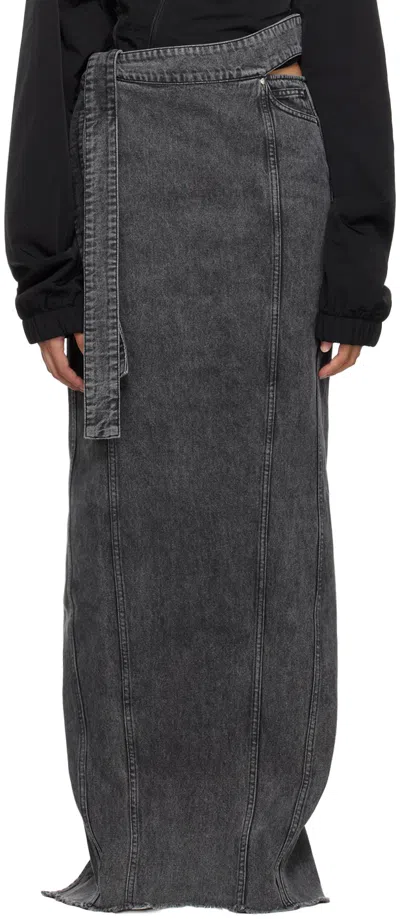 Jade Cropper Cutout Denim Maxi Skirt