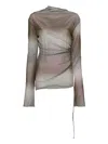 Jade Cropper Draped Long-sleeve Top In 中性色