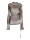 Jade Cropper Draped Long-sleeve Top In Nude