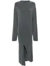 Jade Cropper Drop-shoulder Jersey Maxi Dress In Grey