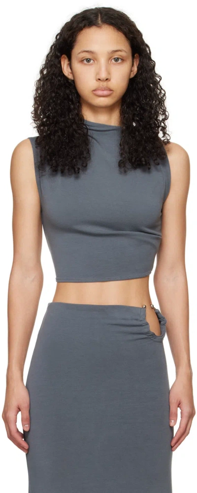 JADE CROPPER GRAY ASYMMETRIC T-SHIRT
