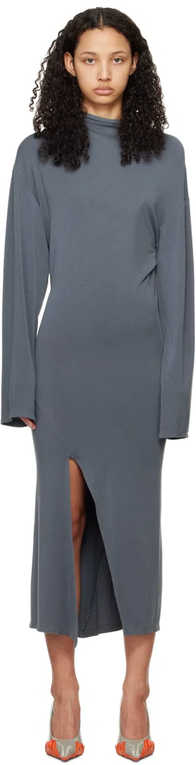 JADE CROPPER GRAY VENTED MIDI DRESS
