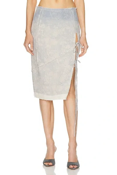 Jade Cropper High Slit Midi Skirt In Wilted Flowers & Beige