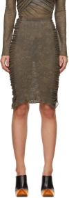 Jade Cropper Ruched Midi Skirt In 172 - Khaki/beige
